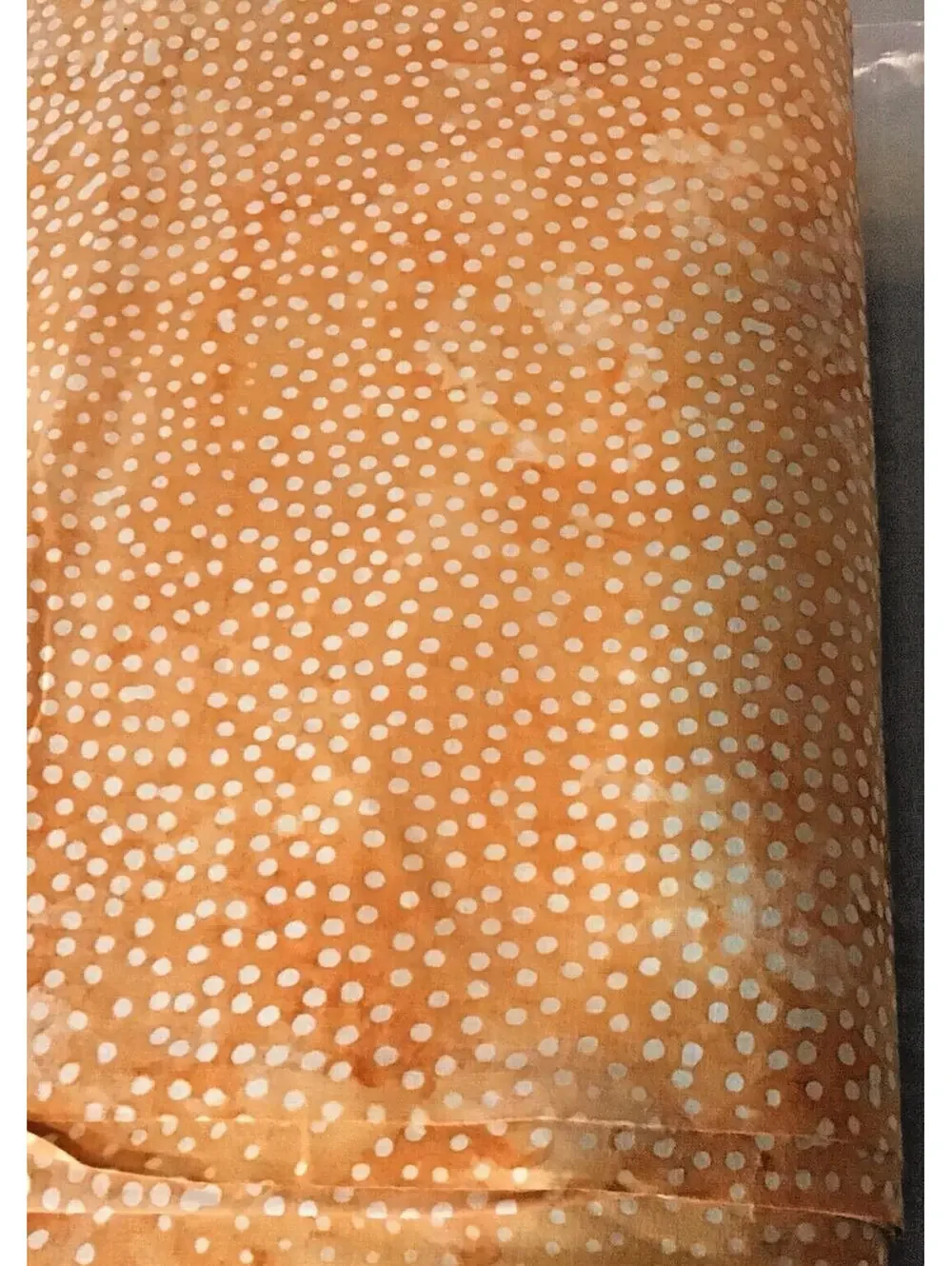6yds. Batik Orange Small amount Yellow With White Dots (MDG) Quilt Fabric